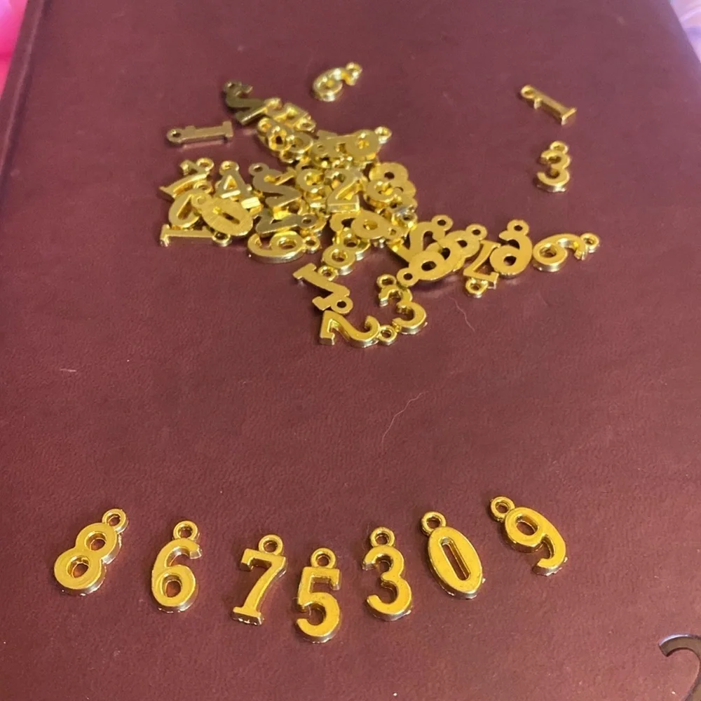 Metal 0-9 Number Charm Arabic Number Figures Pendant Bulk for Jewelry Making